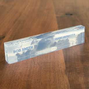 "UP IN THE CLOUDS" CUSTOMIZABLE ACRYLIC DESK NAMEP NAME PLATE