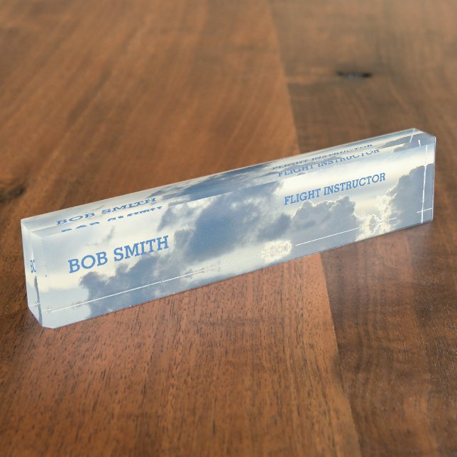 "UP IN THE CLOUDS" CUSTOMIZABLE ACRYLIC DESK NAMEP NAME PLATE (Side)