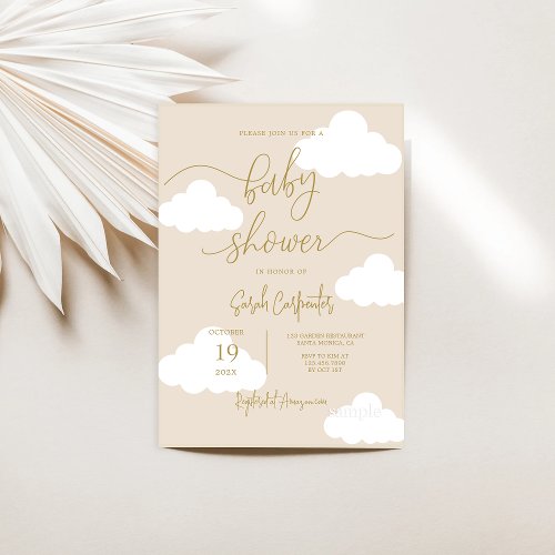 Up in the clouds Neutral Baby Shower Invitation