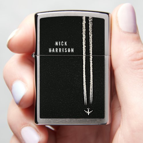 Up in the SkyAirplane Contrail Personalized Zippo Lighter