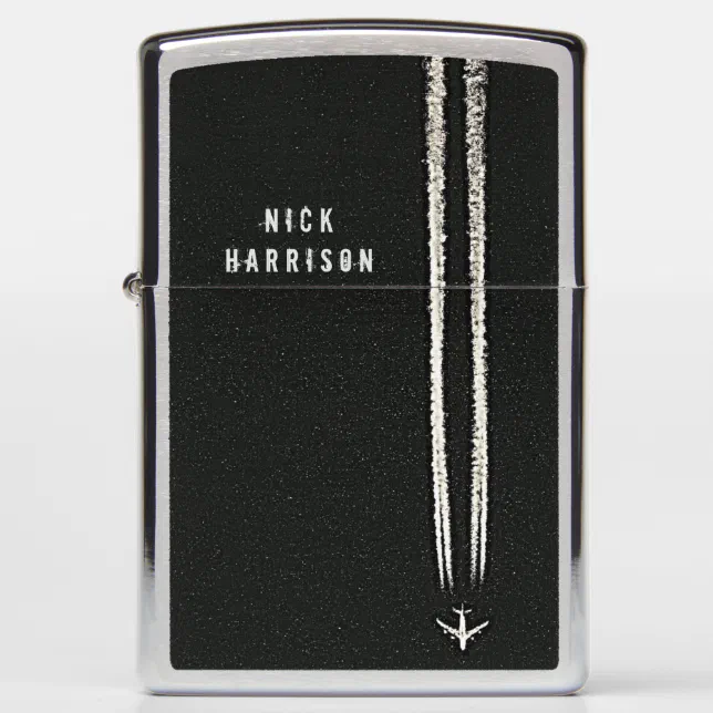 Up in the Sky/Airplane Contrail Personalized Zippo Lighter Zazzle