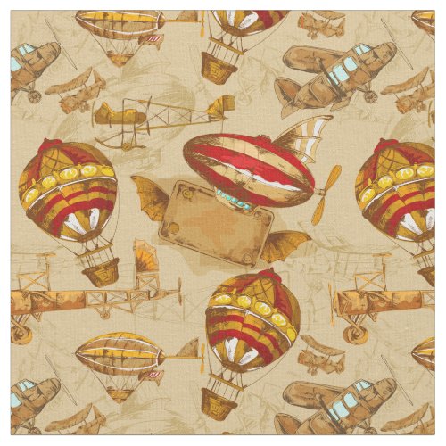 Up in the Sky Vehicles Pattern Fabric