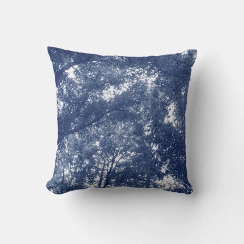 Up in the Trees _ Cyanotype Effect Throw Pillow