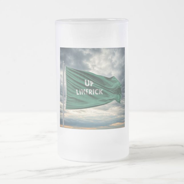 "Up Limerick" Frosted Glass Beer Mug (Center)