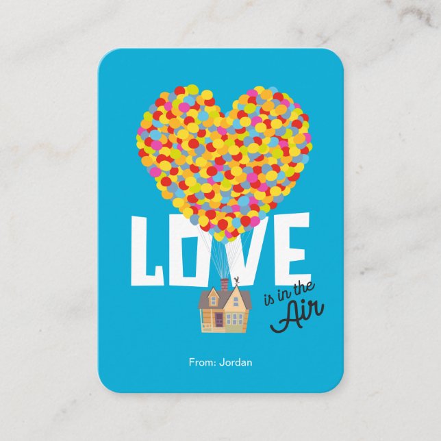 Up Love Is in the Air Valentine Note Card (Front)