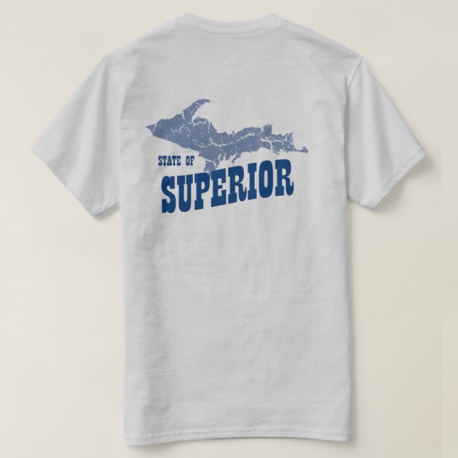 UP Michigan Yooper Superior Mens Grey T-shirt (Design Back)