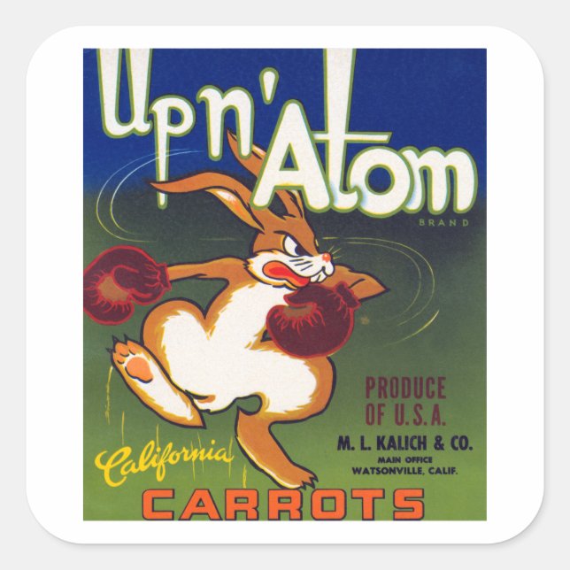 Up n' Atom California Carrots Square Sticker (Front)