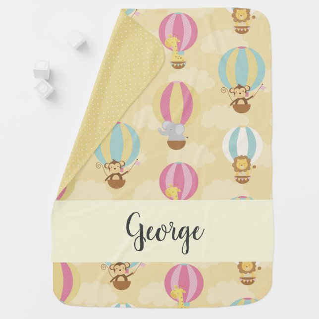 Up n away! Super Cute Animals in hot air balloons  Baby Blanket (In Situ)
