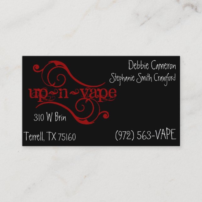 up~n~vape business card (Front)