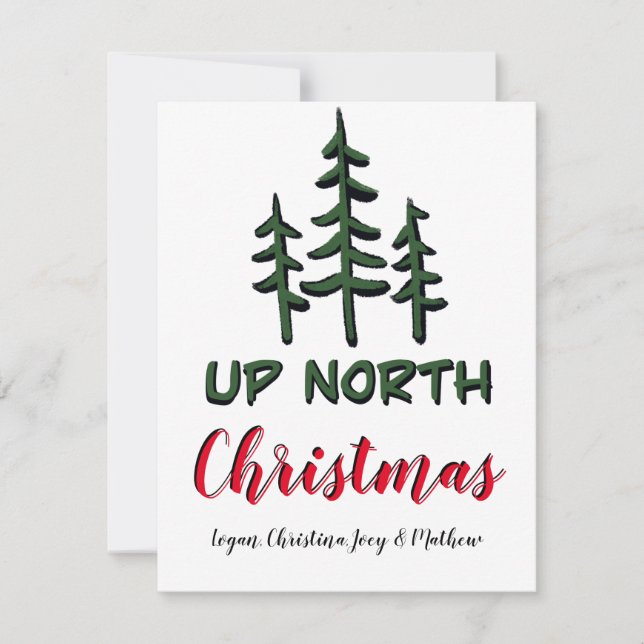 Up North Christmas, rustic evergreens     Note Card (Front)