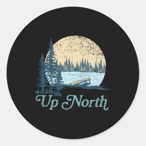 Up North Lake E Tree Cabin Classic Round Sticker