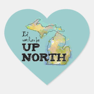 Up North Michigan Colorful Heart Sticker
