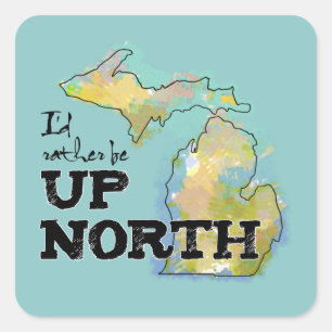 Up North Michigan Colorful Illustration Sticker