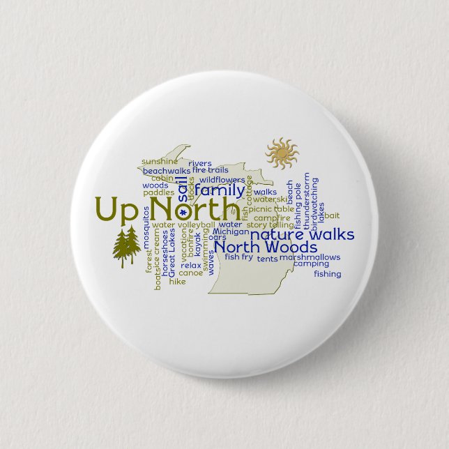 Up North - Michigan Components Pinback Button (Front)