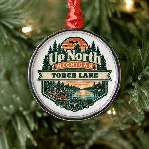 Up North Michigan Torch Lake Outdoor Metal Ornament