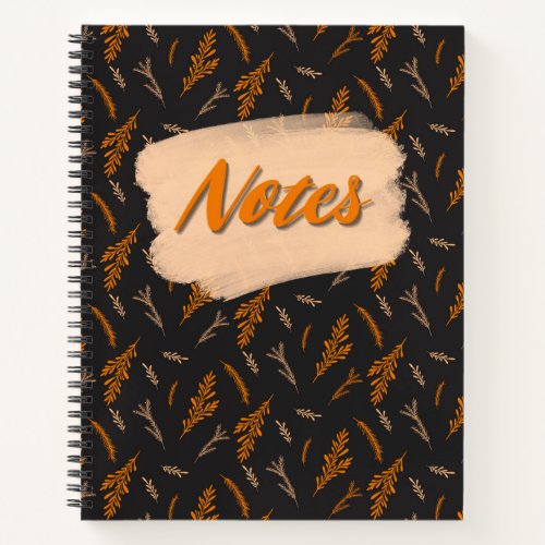 Up North _ Orange on Charcoal Botanical Pattern Notebook