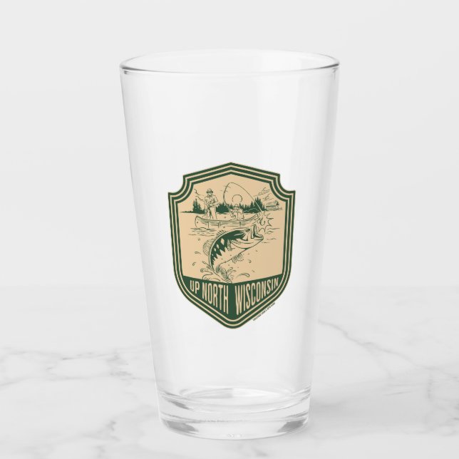 Up North Wisconsin Fishing Badge Glass (Front)