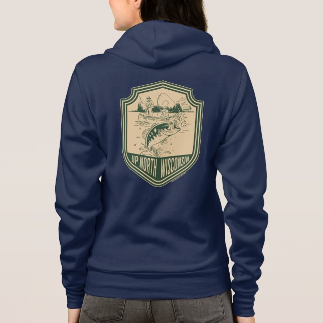 Up North Wisconsin Fishing Badge Hoodie (Back)