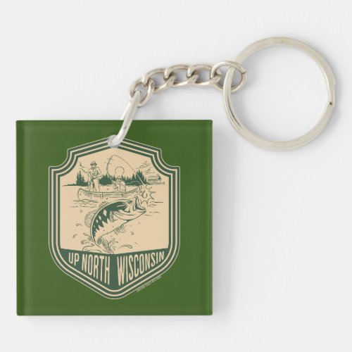 Up North Wisconsin Fishing Badge Keychain