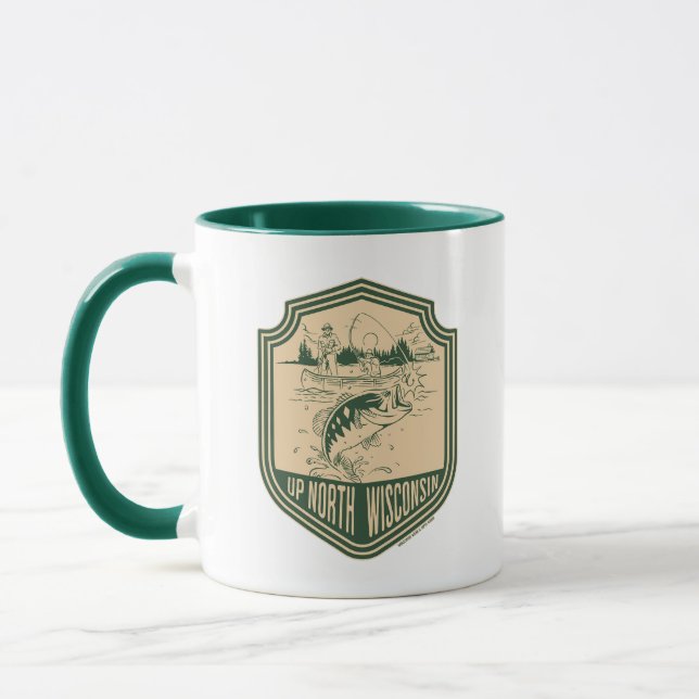 Up North Wisconsin Fishing Badge Mug (Left)