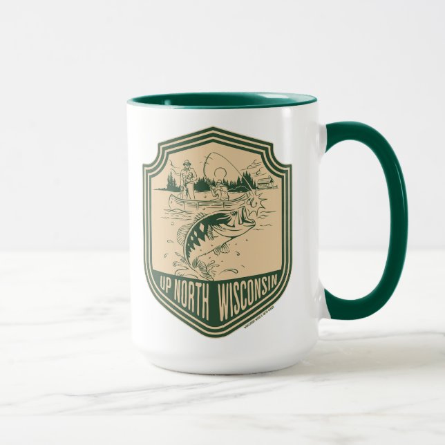 Up North Wisconsin Fishing Badge Mug (Right)