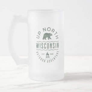 Up North Wisconsin Frosted Glass Beer Mug