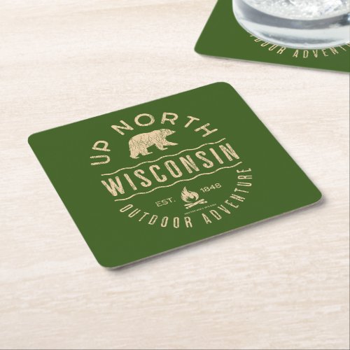 Up North Wisconsin Square Paper Coaster