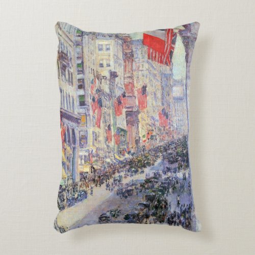 Up the Avenue from 34th Street by Childe Hassam Accent Pillow