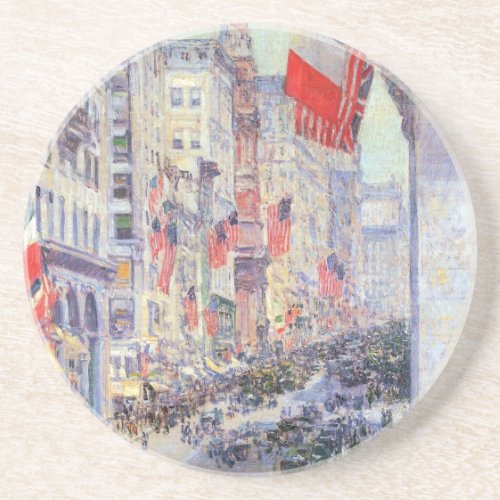 Up the Avenue from 34th Street May 1917 by Hassam Coaster