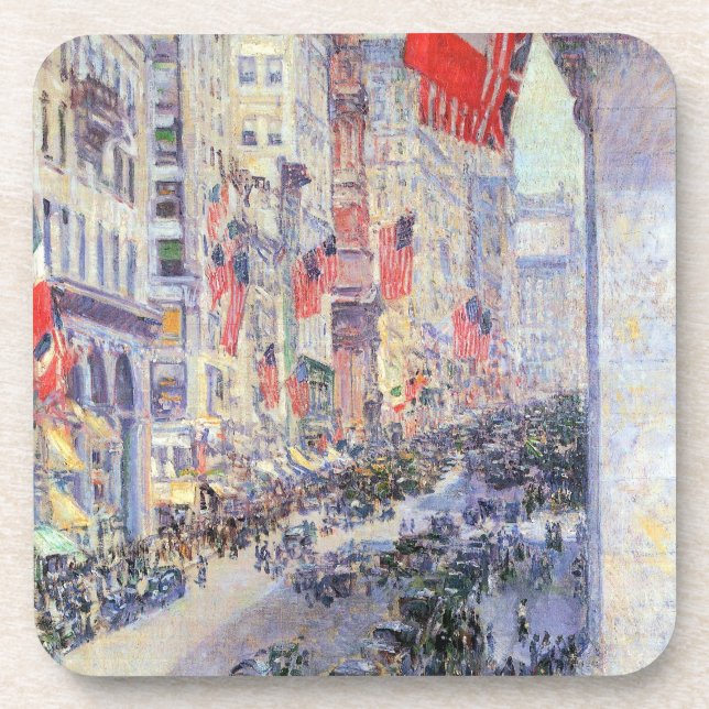 Up the Avenue from 34th Street, May 1917 by Hassam Coaster (Front)