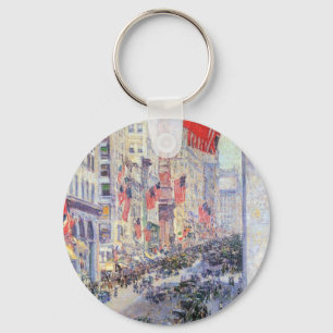 Up the Avenue from 34th Street, May 1917 by Hassam Keychain