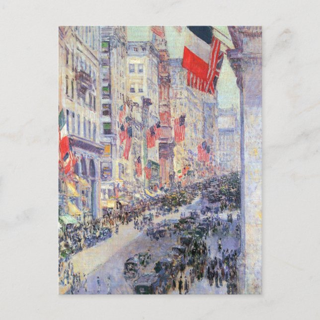 Up the Avenue from 34th Street, May 1917 by Hassam Postcard (Front)