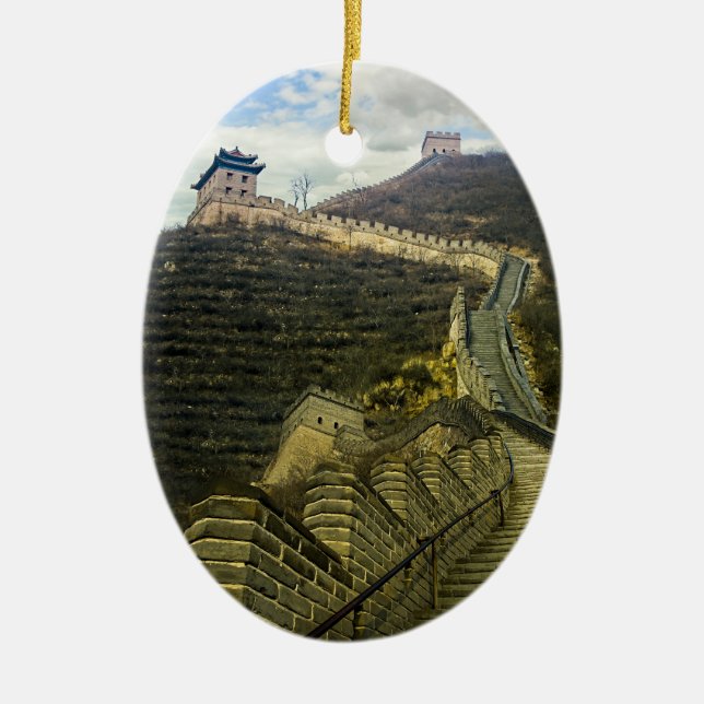Up the Great Wall Ceramic Ornament (Front)