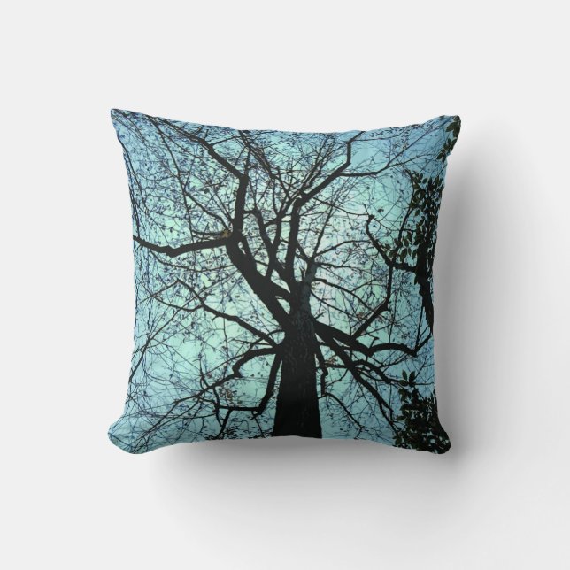 Up the Tree Abstract Throw Pillow (Front)