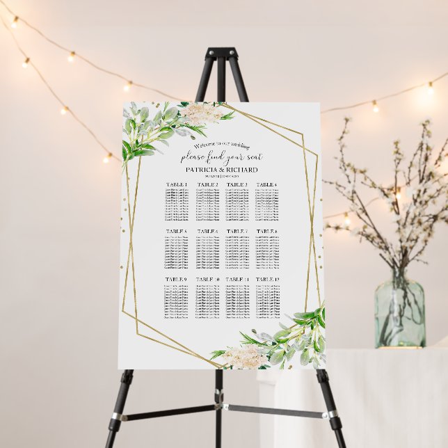 Up To 12 Tables Wedding Seating Chart Greenery Foam Board (In Situ (Stand))