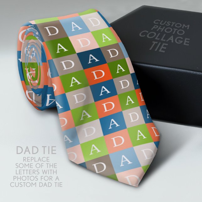 Up to 16 Photos or keep DAD Neck Tie (Custom Photo Collage Tie - Create Your Own Look)