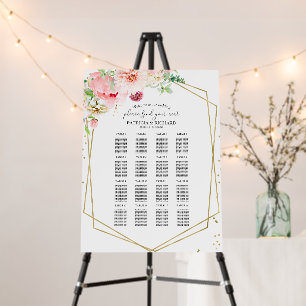 Up To 16 Tables Wedding Seating Chart Blush Floral Foam Board