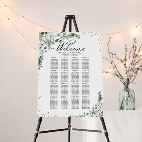 Up To 16 Tables Wedding Seating Chart Greenery Foam Board