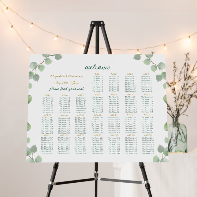 Up to 200 Guest 25 Table Wedding Seating Chart Foam Board (In Situ (Stand))