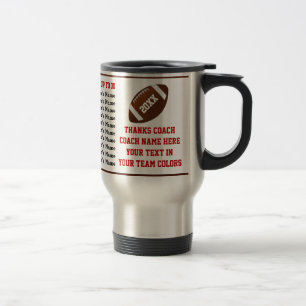 Up to 30 Player's Names, Football Coach Gift Ideas Travel Mug
