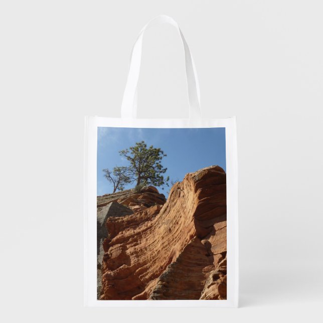 Up to Angels Landing in Zion National Park Grocery Bag (Front)