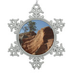 Up to Angels Landing in Zion National Park Snowflake Pewter Christmas Ornament