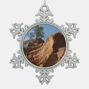 Up to Angels Landing in Zion National Park Snowflake Pewter Christmas Ornament