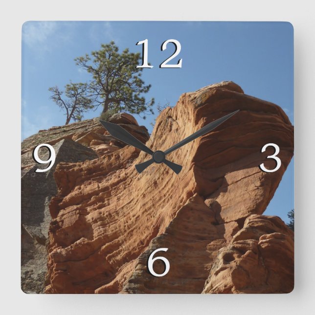 Up to Angels Landing in Zion National Park Square Wall Clock (Front)