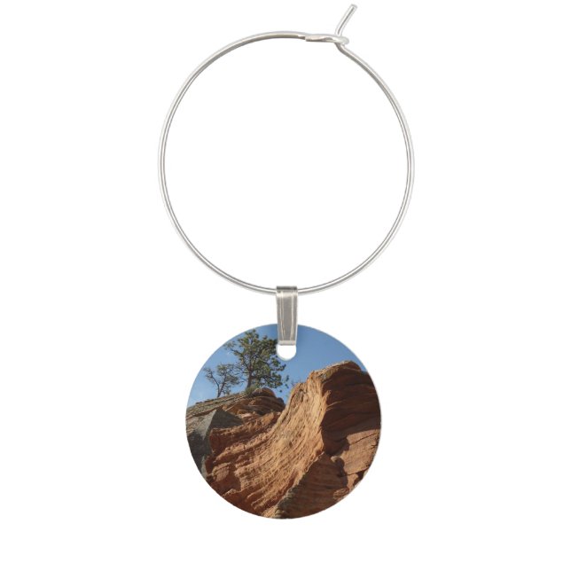 Up to Angels Landing in Zion National Park Wine Charm (Front)