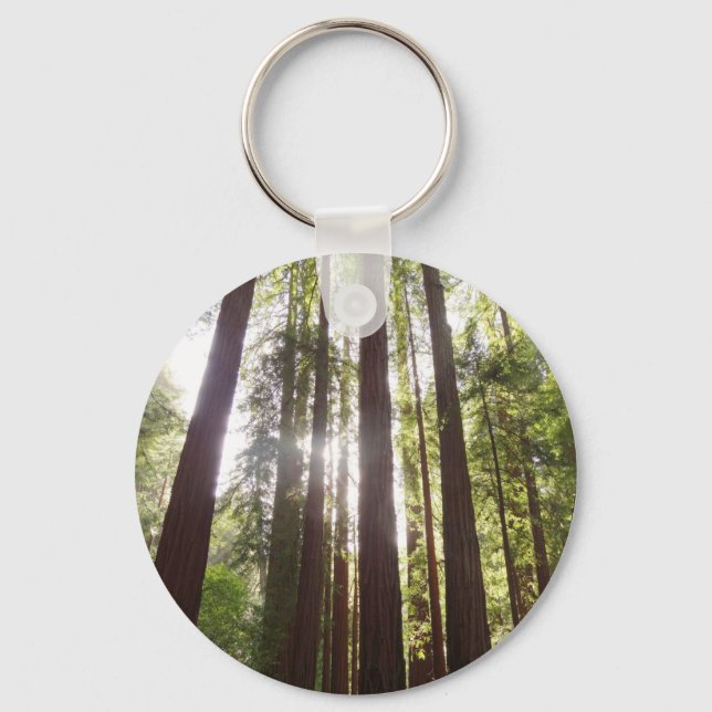Up to Redwoods in the Morning Keychain (Front)