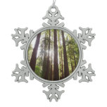 Up to Redwoods in the Morning Snowflake Pewter Christmas Ornament