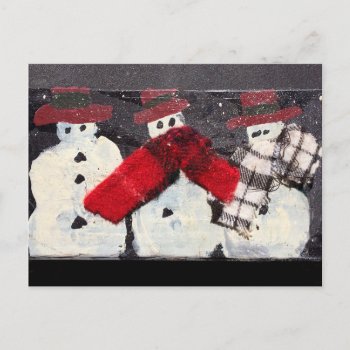 "up To Snow Good"  Folk Art Snowmen Postcard by logodiane at Zazzle
