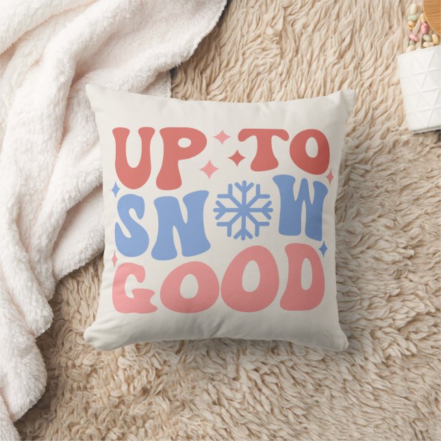 Up to Snow Good - Fun Winter Design Throw Pillow (Blanket)