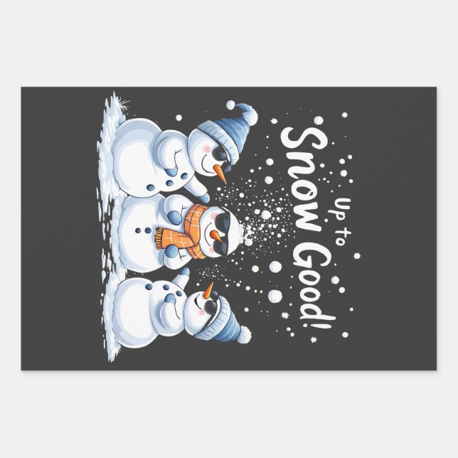 Up to Snow Good Funny Snowman Christmas  Wrapping Paper Sheets (Front)